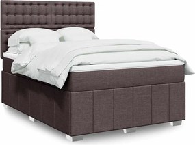 vidaXL Κρεβάτι Boxspring με Στρώμα Σκούρο Καφέ 140x190 εκ. Υφασμάτινο