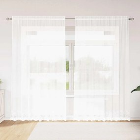 vidaXL Κουρτίνες με κουρτίνες Floral Λευκό 200 x 220 cm Πολυεστέρας