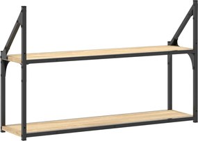 vidaXL Ραφιέρα Τοίχου με 2 Ράφια Sonoma Δρυς 80x21x51 εκ Επεξεργ. Ξύλο