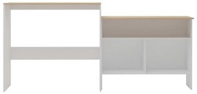 vidaXL Τραπέζι Μπαρ με 2 Επιφάνειες Λευκό / Δρυός 130 x 40 x 120 εκ.