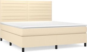 vidaXL Κρεβάτι Boxspring με Στρώμα Κρεμ 160x200 εκ. Υφασμάτινο