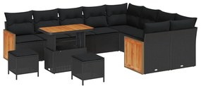vidaXL Σετ Καναπέ Κήπου με μαξιλάρι 12 pcs Μαύρο 90 x 55 x 71 cm