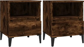 vidaXL Κομοδίνα 2 τεμ. Καπνιστή Δρυς 40 x 35 x 50 εκ.