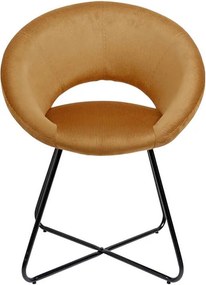 ΚΑΡΈΚΛΕΣ &amp; ΠΟΛΥΘΡΌΝΕΣ ROUND VELVET ARMCHAIR GIULIA YELLOW HD0064