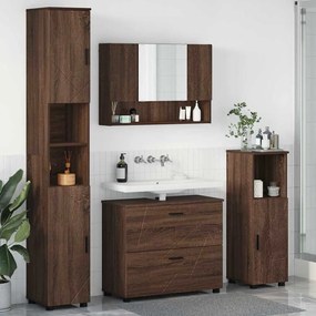 vidaXL Σετ Επίπλων Μπάνιου με ράφι 4 pcs Καφέ δρυς 30 x 35 x 192 εκ.