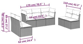 vidaXL Σαλόνι Κήπου Σετ 7 Τεμαχίων Καφέ Συνθετικό Ρατάν με Μαξιλάρια