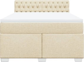 vidaXL Κρεβάτι Boxspring με Στρώμα Κρεμ 160x200 εκ. Υφασμάτινο