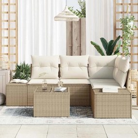 vidaXL Σετ Καναπέ Κήπου 5 pcs Μπεζ Πολυ ράταν