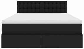 vidaXL Κρεβάτι με αποθηκευτικό χώρο και LED Μαύρο 140 x 190 cm