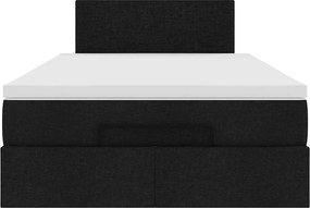 vidaXL Οθωμανικό κρεβάτι με στρώμα Μαύρο 120x190 cm Ύφασμα