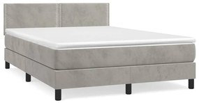 ΚΡΕΒΑΤΙ BOXSPRING ΜΕ ΣΤΡΩΜΑ ΑΝΟΙΧΤΟ ΓΚΡΙ 140X190 ΕΚ. ΒΕΛΟΥΔΙΝΟ 3141239