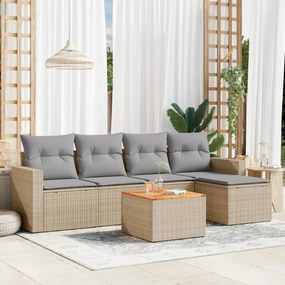 vidaXL Patio Sofa Set 5-θέσια Μίξη μπεζ και ανοιχτό γκρι