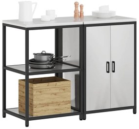 vidaXL Σετ Αποθήκευσης Κουζίνας με ράφι 2 pcs Ασημί Ανοξείδωτο ατσάλι