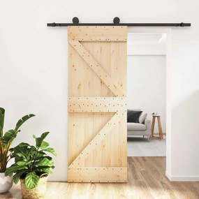 vidaXL Συρόμενη Πόρτα Φυσικό και Μαύρο 70 x 210 cm