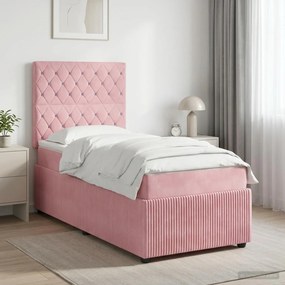 vidaXL Κρεβάτι box spring με στρώμα Ροζ 80 x 200 cm Βελούδο