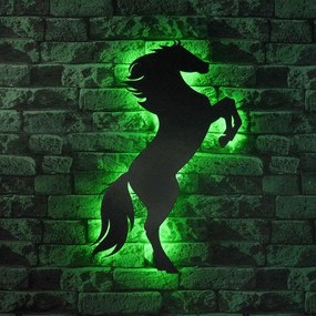 Διακοσμητικό Τοίχου Με Φως Led Wild Horse 692FRW1170 60x30cm Green-Black Wallity Mdf