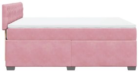 Κρεβάτι Boxspring με Στρώμα Ροζ 140x200 εκ. Βελούδινο - Ροζ