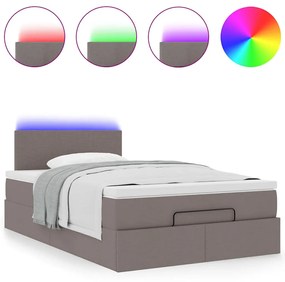 vidaXL Οθωμανικό κρεβάτι με στρώμα & LEDs Taupe 120x190cm ύφασμα