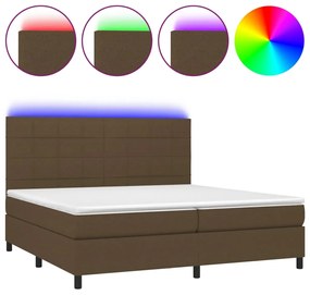 ΚΡΕΒΑΤΙ BOXSPRING ΜΕ ΣΤΡΩΜΑ &amp; LED ΣΚ.ΚΑΦΕ 200X200ΕΚ. ΥΦΑΣΜΑΤΙΝΟ 3134904