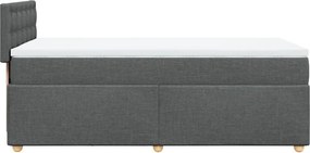 vidaXL Κρεβάτι Boxspring με Στρώμα Σκούρο Γκρι 90x190 εκ. Υφασμάτινο