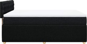 vidaXL Κρεβάτι Boxspring με Στρώμα Μαύρο 140x190 εκ. Υφασμάτινο