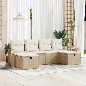 vidaXL Σετ Καναπέ Κήπου 6 pcs μπεζ και κρεμ 230 x 117 x 85 εκ.