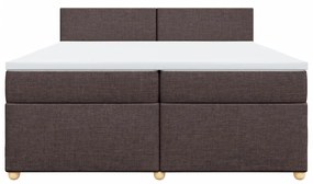 vidaXL Κρεβάτι Boxspring με Στρώμα Σκούρο Καφέ 200x200 εκ. Υφασμάτινο