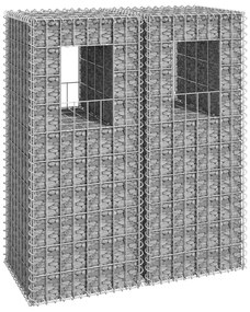 Συρματοκιβώτια Στύλοι 2 τεμ. 40 x 40 x 100 εκ. Σιδερένιοι - Ασήμι