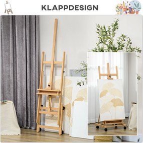Καβαλέτο, Artist Easel, Ρυθμιζόμενο Ύψος, 4 Τροχοί, Φυσικό + Μαύρο