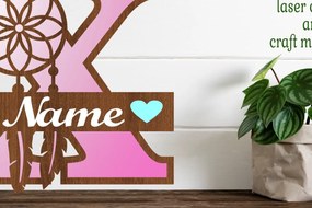 Σετ των 2 Intra απο ξύλο plywood  Χρώμα wenge 3mm-4mm πάχος - Ονειροπαγίδα Monogram Letter X Cut Δίασταση 20x20 cm INTRAFABR-108444073