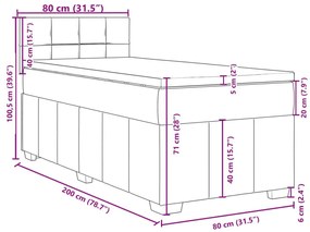 Κρεβάτι Boxspring με Στρώμα Taupe 80x200 εκ. Υφασμάτινο - Μπεζ-Γκρι