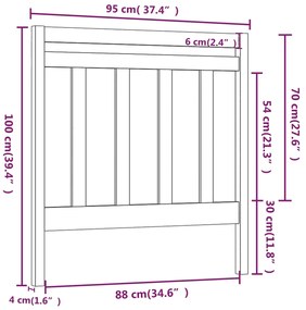 vidaXL Κεφαλάρι Κρεβατιού Λευκό 95 x 4 x 100 εκ. από Μασίφ Ξύλο Πεύκου