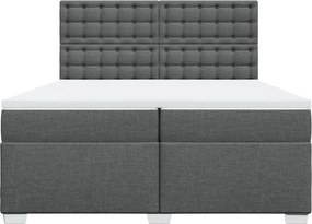 vidaXL Κρεβάτι Boxspring με Στρώμα Σκούρο Γκρι 200x200 εκ. Υφασμάτινο