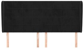 Κεφαλάρι με Πτερύγια Μαύρο 183x23x118/128 εκ. Βελούδινο - Μαύρο