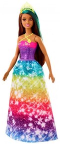 Κούκλα Barbie Dreamtopia, 29cm, Με glitter μπλουζάκι και πολύχρωμη φούστα, Πολύχρωμη