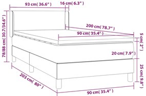 vidaXL Κρεβάτι Boxspring με Στρώμα Μαύρο 90x200 εκ. Υφασμάτινο