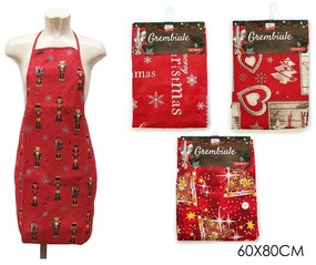Ποδιά Κουζίνας Με Χριστουγεννιάτικη Διακόσμηση Κόκκινο Ύφασμα 60x80cm Σε 4 Σχέδια