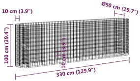 Συρματοκιβώτιο-Γλάστρα Υπερυψωμένη 330x50x100 εκ Γαλβαν. Ατσάλι - Ασήμι