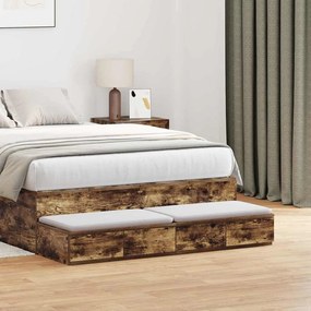 vidaXL Συρτάρια Κρεβατιού Καπνιστό Δρυς 120x36,5x16,5 εκ Επεξεργασμένο Ξύλο