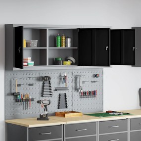 vidaXL Σετ Εργαλειοθήκης 5 Τεμαχίων με Πίνακα Αναρτήσεων Τοίχου Μαύρο Μέταλλο