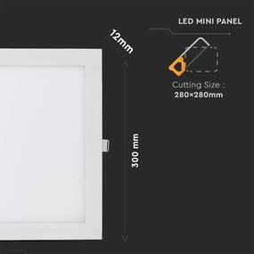 V-TAC LED mini panel χωνευτό 36W 4000K φυσικό λευκό τετράγωνο SKU: 216430