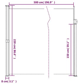 Σκίαστρο Πλαϊνό Συρόμενο Κόκκινο 220 x 500 εκ. - Κόκκινο