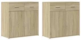 vidaXL Βοηθητικά Ντουλάπια 2 Τεμ. Sonoma Δρυς 79x38x80εκ. Επεξ. Ξύλο