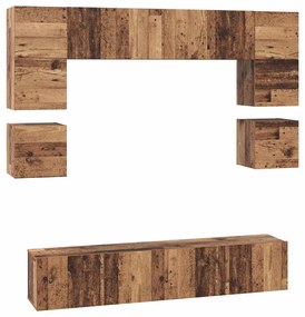 vidaXL Σετ επίπλου τηλεόρασης 8 pcs Παλιό Ξύλο Επεξεργασμένο ξύλο