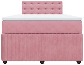 vidaXL Κρεβάτι Boxspring με Στρώμα Ροζ 120x200 εκ. Βελούδινο