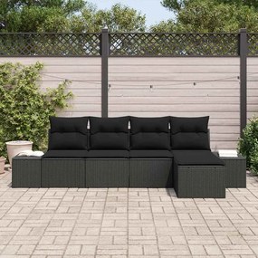vidaXL Σετ Καναπέ Κήπου 5 pcs Μαύρο Πολυ rattan, βαμμένο ατσάλι