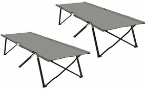 vidaXL Αναδιπλούμενο Κρεβάτι Κάμπινγκ 2 pcs Γκρι 206 x 76 x 74 εκ