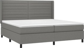 vidaXL Κρεβάτι Boxspring με Στρώμα &amp; LED Σκ.Γκρι 200x200εκ. Υφασμάτινο