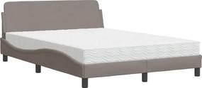vidaXL Κρεβάτι με Στρώμα Dover Taupe 140x200 εκ. Υφασμάτινο
