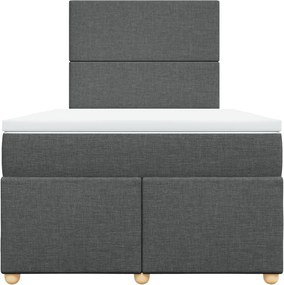 vidaXL Κρεβάτι Boxspring με Στρώμα Σκούρο Γκρι 120x190 εκ Υφασμάτινο